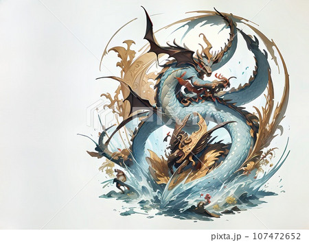 干支：辰（龍、竜）の置物のイメージ。縁起担ぎ。のイラスト素材