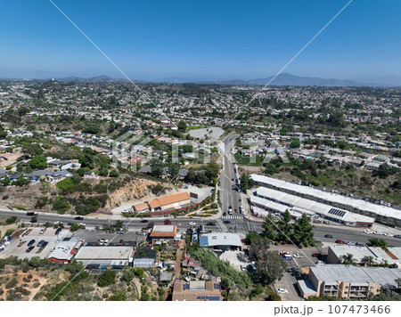 Aerial view of South San Diego residential neighborhood 107473466