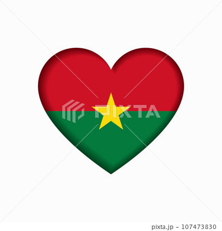 Burkina Faso flag heart-shaped sign. Vector illustration. Burkina Faso flag heart-shaped sign. Vector illustration. 107473830