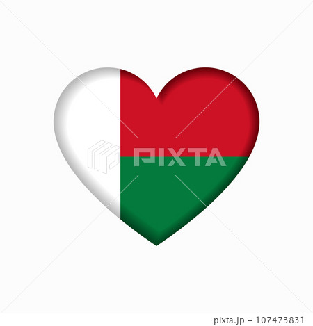 Madagascar flag heart-shaped sign. Vector illustration. 107473831