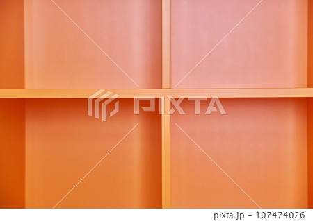 Empty interior wall shelves, background, product text editing, copy space 107474026