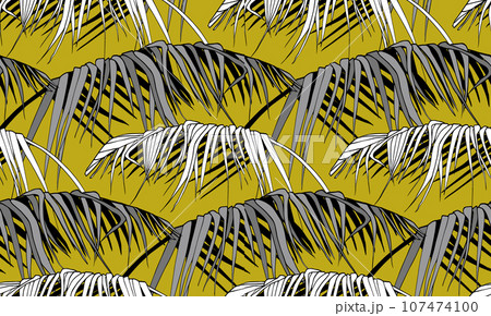 seamless pattern with black and white tropical palm branches for unisex seamless pattern with black and white tropical palm branches for unisex 107474100