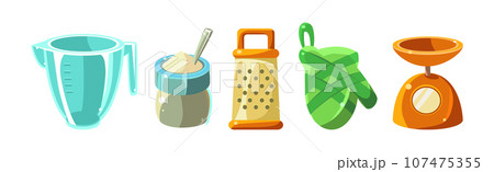 Cooking Tool and Kitchenware for Culinary Use Vector Set 107475355