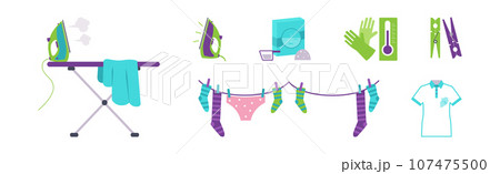 Laundry Items and Object as Clothes Washing Vector Set Laundry Items and Object as Clothes Washing Vector Set 107475500