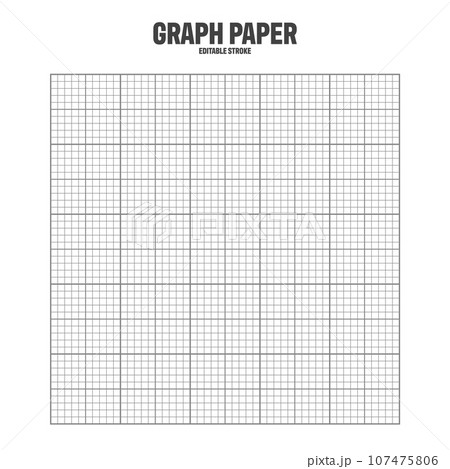 Sheet of graph paper with grid. Millimeter paper texture, geometric pattern. Gray lined blank for drawing, studying, technical engineering or scale measurement. Vector illustration 107475806