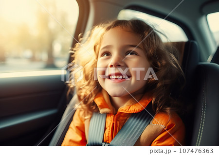 Safe and Happy Travels Smiling Girl Secured in...のイラスト素材 [107476363 ...