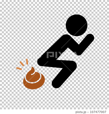 うんちをしている人のアイコン。ベクター。 107477007