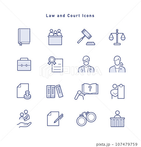 法律・弁護士・裁判に関するアイコンのセット 107479759