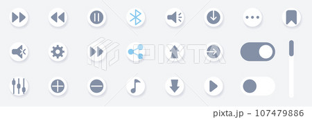 Music play icons set. The collection includes in business development, programming, web design, app design, and more. Music play icons set. The collection includes in business development, programming, web design, app design, and more. 107479886