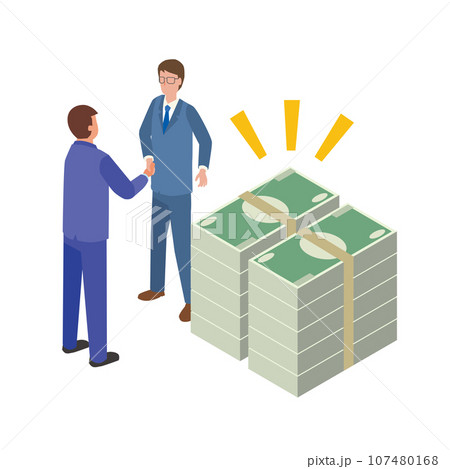 資金の融資をしてもらう男性 107480168