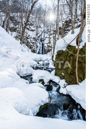 「青森県」冬の奥入瀬渓流　雲井の滝 107480350