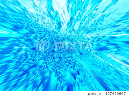 青い水滴が飛び散る抽象的な背景 107480667