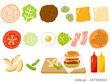 ハンバーガーの具材のセット 107480891