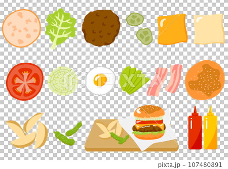 ハンバーガーの具材のセット 107480891
