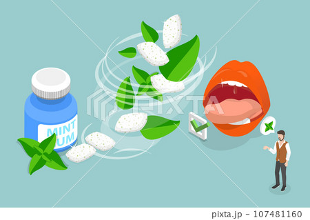 3D Isometric Flat Vector Conceptual Illustration of Mint Chewing Gum 3D Isometric Flat Vector Conceptual Illustration of Mint Chewing Gum 107481160