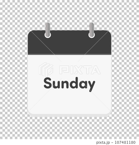 週日文字和日曆圖示-簡單的星期日和假日圖片素材-英文 107481180