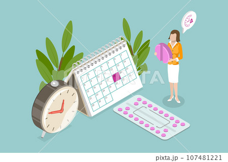 3D Isometric Flat Vector Conceptual Illustration of Contraception Pills 3D Isometric Flat Vector Conceptual Illustration of Contraception Pills 107481221