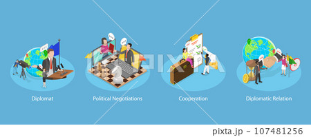 3D Isometric Flat Vector Conceptual Illustration of Diplomat Profession 107481256