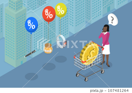 3D Isometric Flat Vector Conceptual Illustration of Rising Inflation 3D Isometric Flat Vector Conceptual Illustration of Rising Inflation 107481264