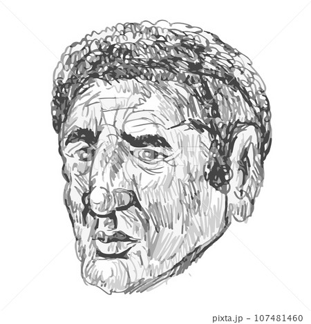 African American Man in Pensive Mood Drawing African American Man in Pensive Mood Drawing 107481460