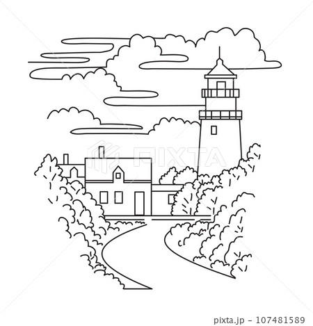 Highland Light or Cape Cod Lighthouse in Massachusetts USA  Mono Line Art 107481589