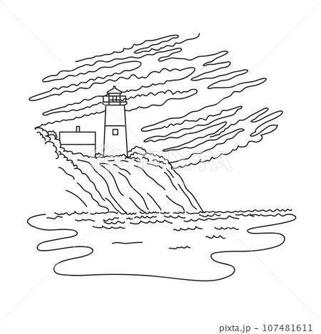 Nauset Light or Lighthouse on Cape Cod Massachusetts USA  Mono Line Art 107481611