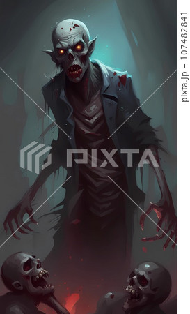 Undead necromancer cartoon character design illustration Undead necromancer cartoon character design illustration 107482841