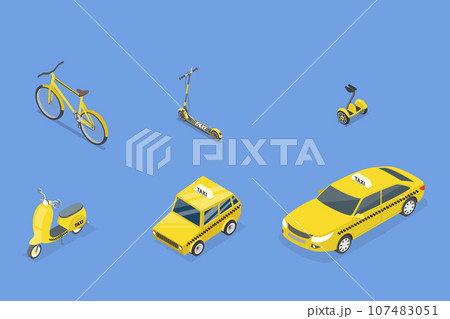 3D Isometric Flat Vector Set of Taxi 3D Isometric Flat Vector Set of Taxi 107483051