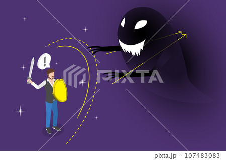 3D Isometric Flat Vector Conceptual Illustration of Overcoming Fears 3D Isometric Flat Vector Conceptual Illustration of Overcoming Fears 107483083