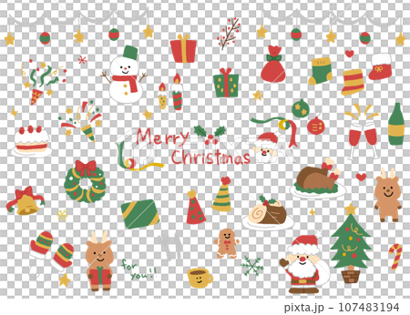 Christmas hand-drawn style illustration material set 107483194