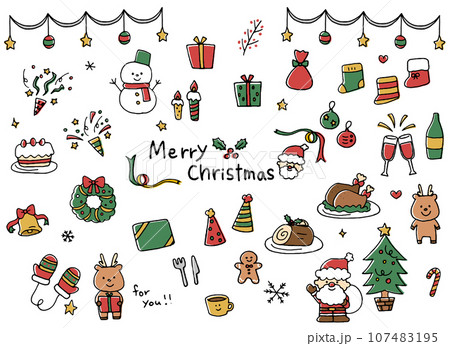 Handwritten Cute Christmas Material Illustration Set Stock Illustration -  Download Image Now - iStock