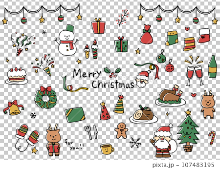 クリスマスの手描き風イラスト素材セットのイラスト素材 [107483195] - PIXTA