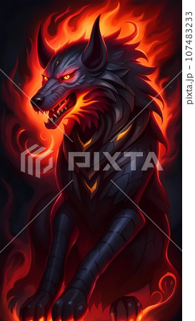 Hellhound cartoon character design concept halloween illustration  107483233