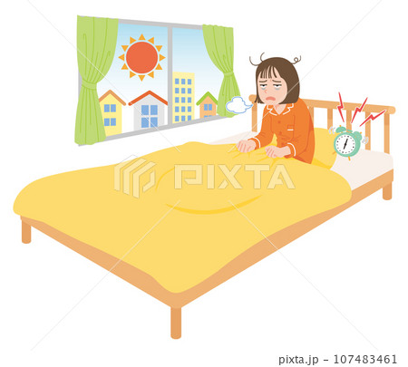 朝　ぐったり　起きる　若い　女性 107483461