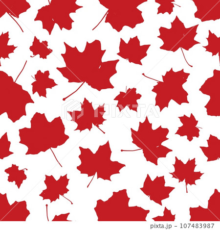 Red maple leaves seamless vector pattern. Great for label, print, packaging, fabric. 107483987