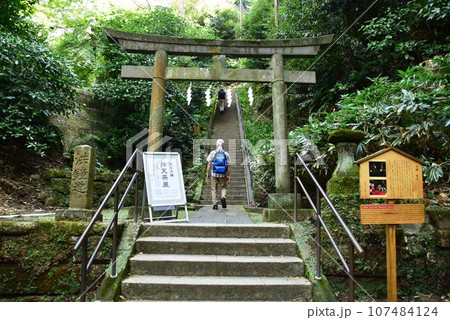 鎌倉市 円覚寺境内の弁天堂(弁天茶屋・洪鐘)入口鳥居と参拝者 鎌倉市 円覚寺境内の弁天堂(弁天茶屋・洪鐘)入口鳥居と参拝者 107484124