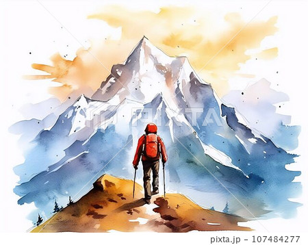 山頂に立つ登山者の感動 山頂に立つ登山者の感動 107484277