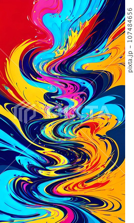 abstract background with colorful oil painted wave splash 107484656