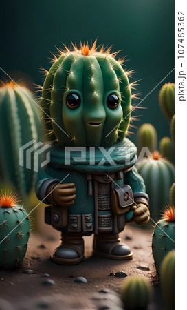 3D cactus cartoon design illustration  107485362