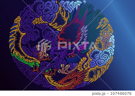 龍と縁起物  干支　　年賀状に 107486076