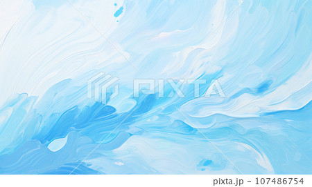 青と白の油彩の抽象画の背景「AI生成画像」のイラスト素材 [107486754 