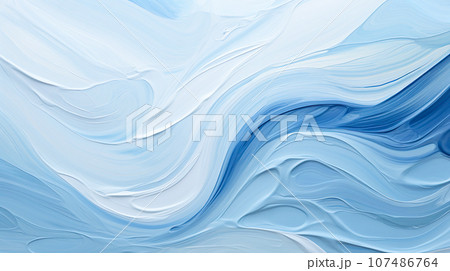 青の抽象油彩画 乗り切っ