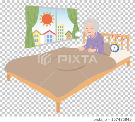 起きる　ぐったり　高齢女性 107486849