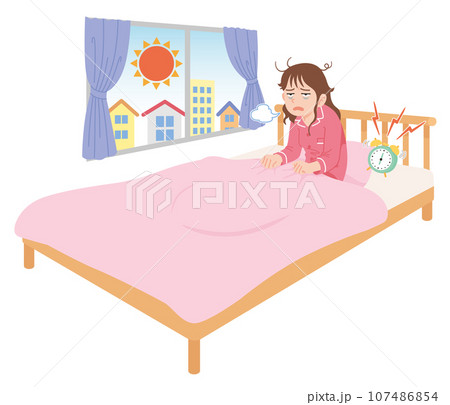 起きる　ぐったり　若い　女性 107486854