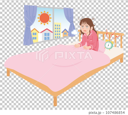 起きる　ぐったり　若い　女性 107486854