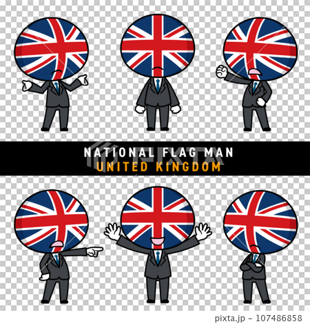 イギリスの国旗を擬人化したキャラクターセット 107486858