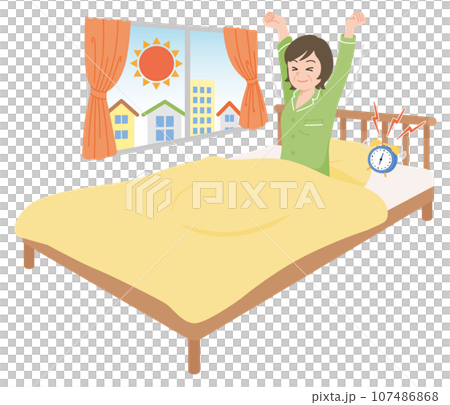 起きる　スッキリ　中年女性 107486868