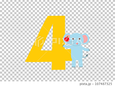 number 4 and elephant 107487325