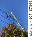 青空の下の電柱と電線 107487366