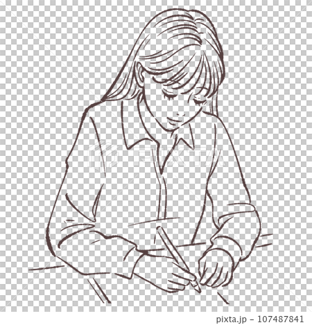 書く女性のイラスト素材 107487841